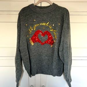 H&M Gray Holiday Sequin Sweater Size Medium